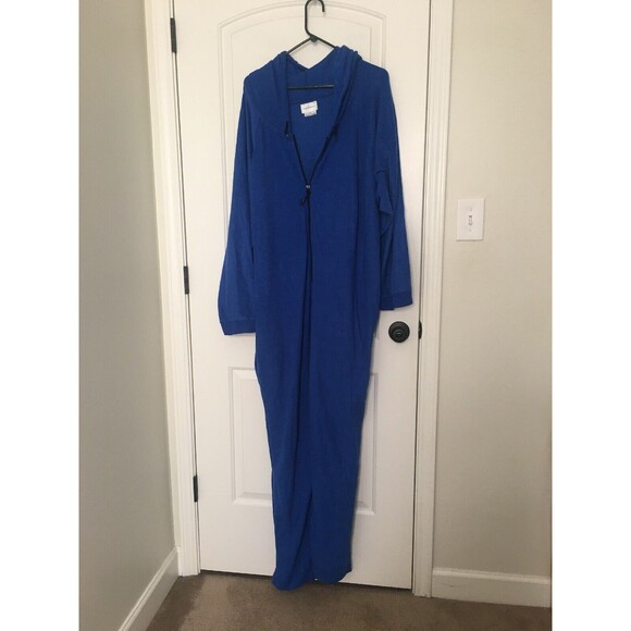 Forever Lazy Men's Adult Fleece Pajamas Jumpsuit Sleep 1pc Size L/XL Blue - Picture 1 of 12